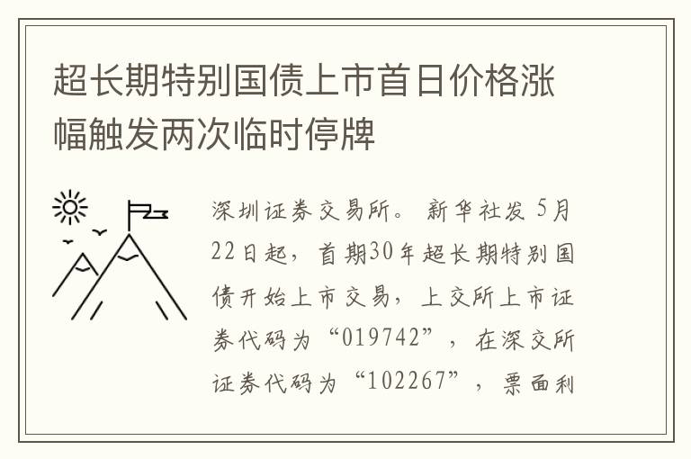 超长期特别国债上市首日价格涨幅触发两次临时停牌