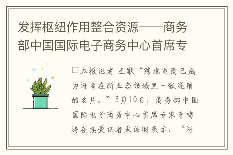 发挥枢纽作用整合资源——商务部中国国际电子商务中心首席专家李鸣涛访谈录