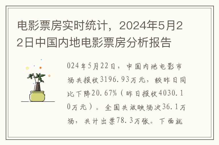 電影票房實時統計，2024年5月22日中國內地電影票房分析報告