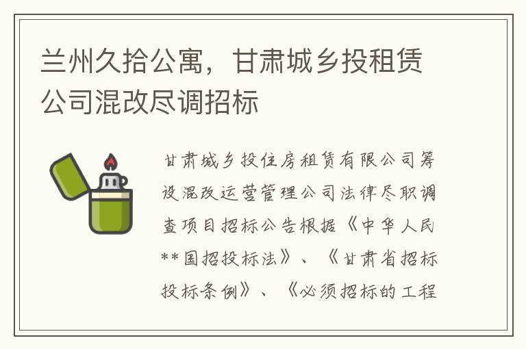 兰州久拾公寓，甘肃城乡投租赁公司混改尽调招标