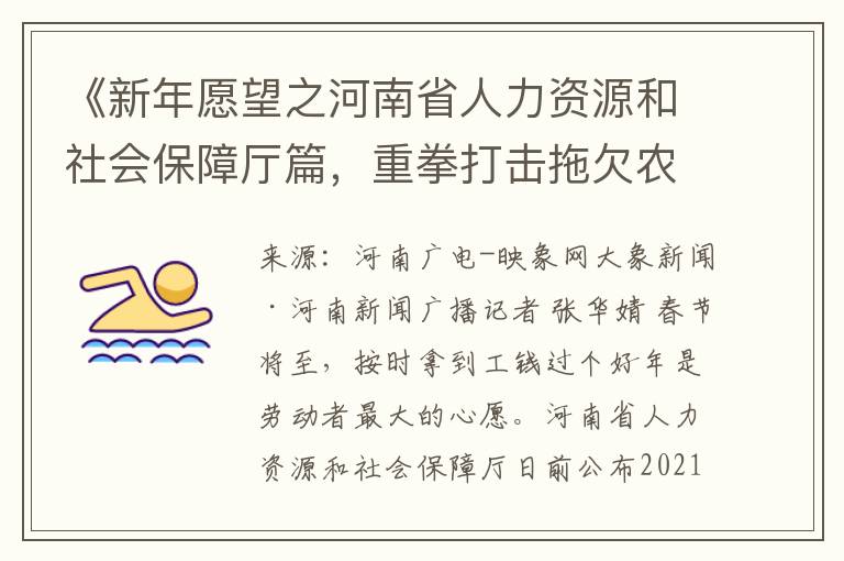 《新年願望之河南省人力資源和社會保障厛篇，重拳打擊拖欠辳民工工資違法行爲》