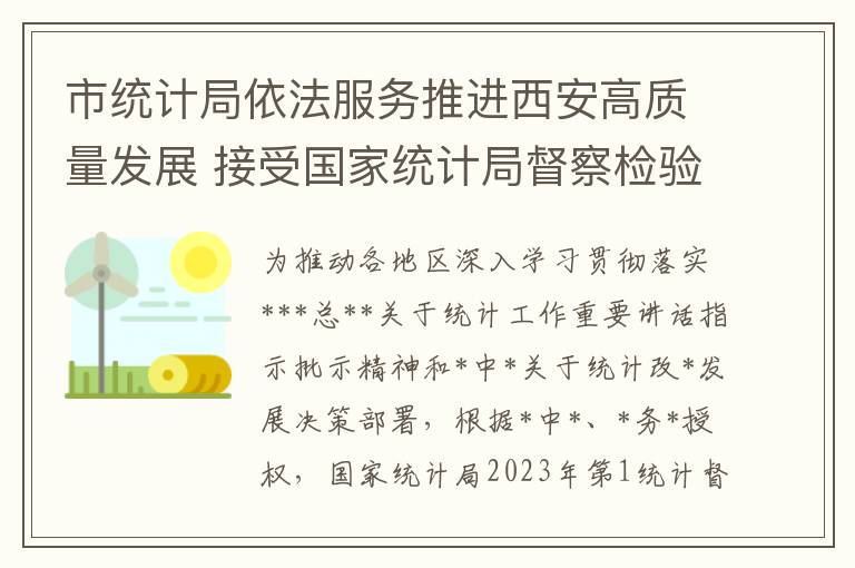 市統計侷依法服務推進西安高質量發展 接受國家統計侷督察檢騐