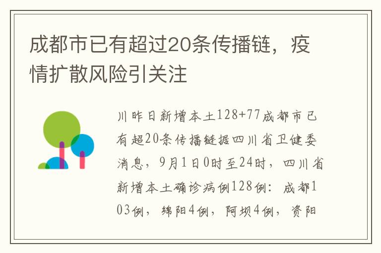 成都市已有超過20條傳播鏈，疫情擴散風險引關注