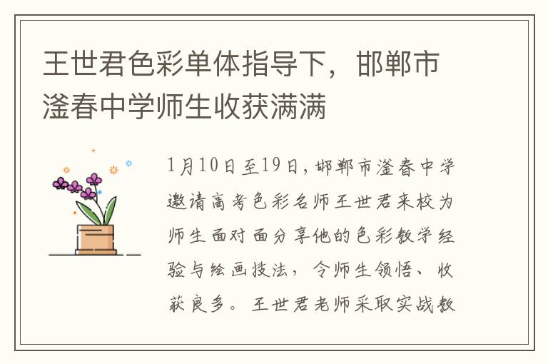王世君色彩单体指导下，邯郸市滏春中学师生收获满满