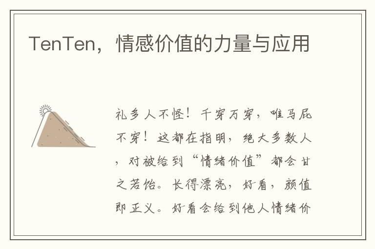 TenTen，情感价值的力量与应用
