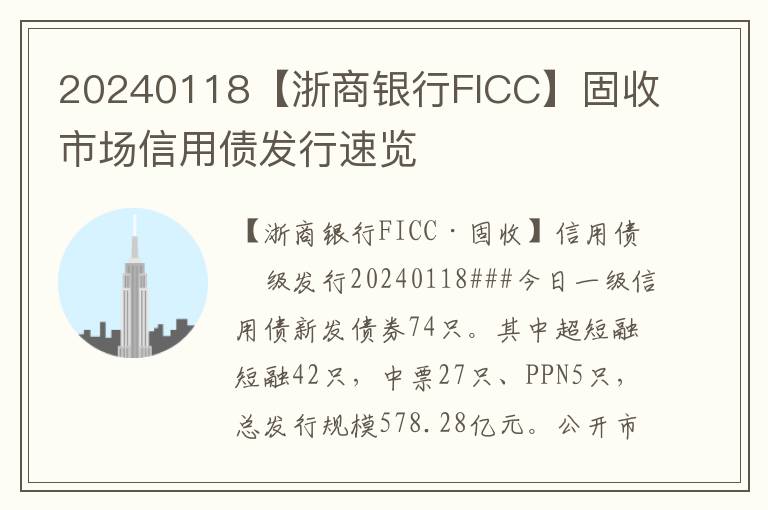 20240118【浙商銀行FICC】固收市場信用債發行速覽