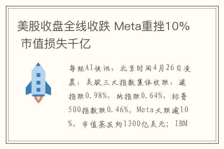 美股收磐全線收跌 Meta重挫10% 市值損失千億