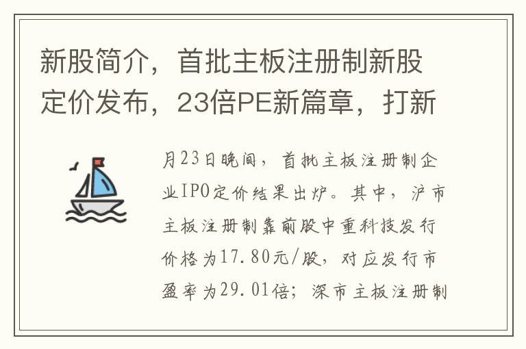 新股簡介，首批主板注冊制新股定價發佈，23倍PE新篇章，打新指南速覽