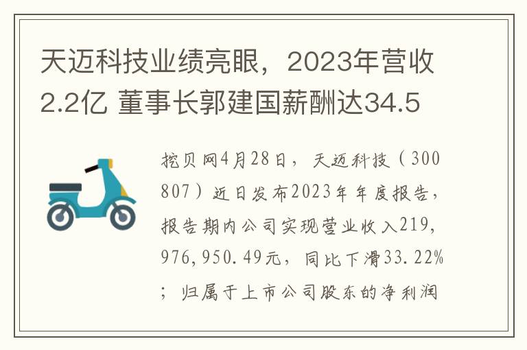 天迈科技业绩亮眼，2023年营收2.2亿 董事长郭建国薪酬达34.52万