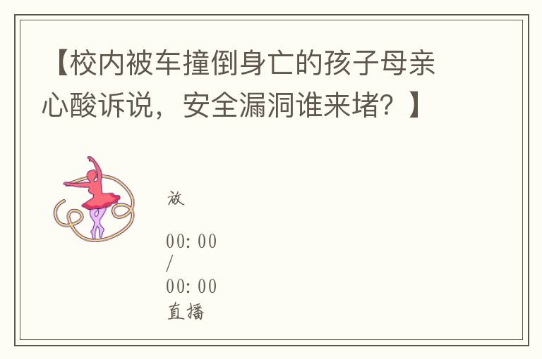 【校内被车撞倒身亡的孩子母亲心酸诉说，安全漏洞谁来堵？】