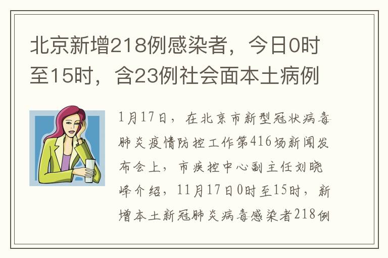 北京新增218例感染者，今日0时至15时，含23例社会面本土病例