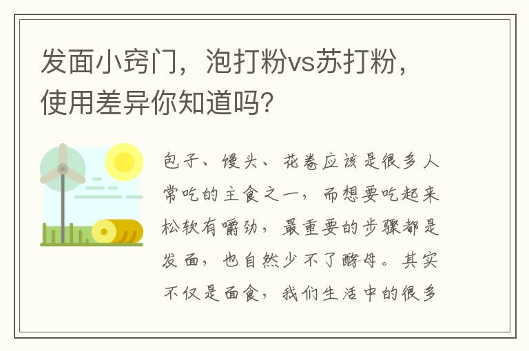 发面小窍门，泡打粉vs苏打粉，使用差异你知道吗？