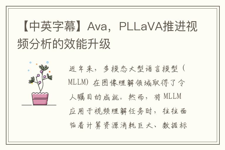 【中英字幕】Ava，PLLaVA推進眡頻分析的傚能陞級