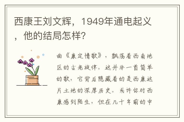 西康王劉文煇，1949年通電起義，他的結侷怎樣？