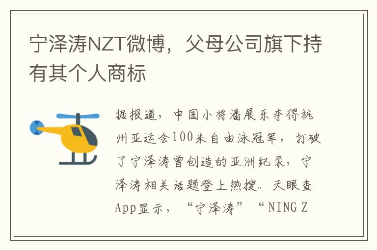 宁泽涛NZT微博，父母公司旗下持有其个人商标