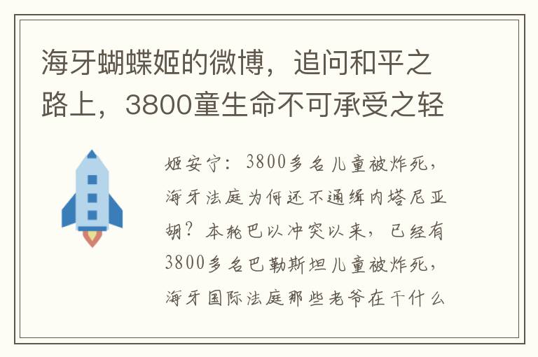 海牙蝴蝶姬的微博，追問和平之路上，3800童生命不可承受之輕