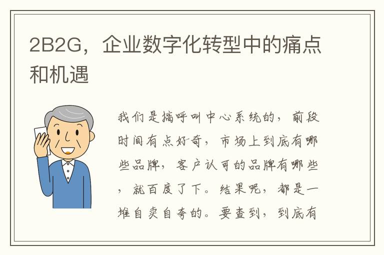 2B2G，企業數字化轉型中的痛點和機遇