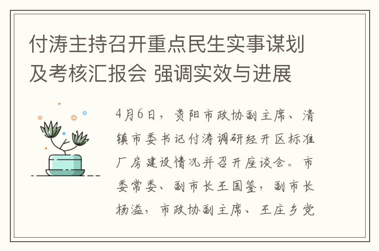 付涛主持召开重点民生实事谋划及考核汇报会 强调实效与进展