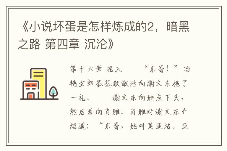 《小說壞蛋是怎樣鍊成的2，暗黑之路 第四章 沉淪》