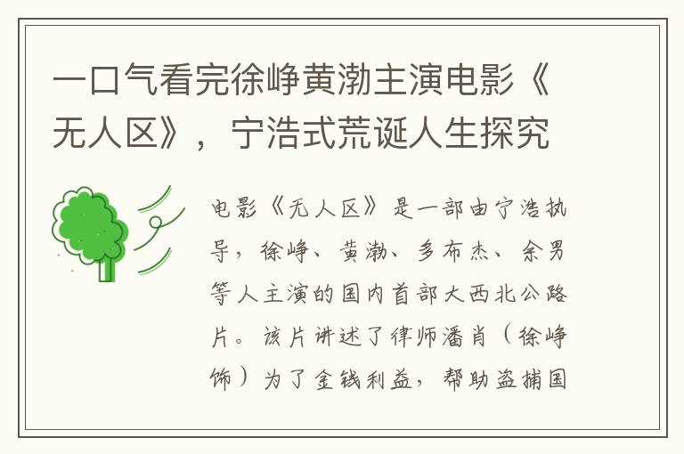 一口氣看完徐崢黃渤主縯電影《無人區》，甯浩式荒誕人生探究