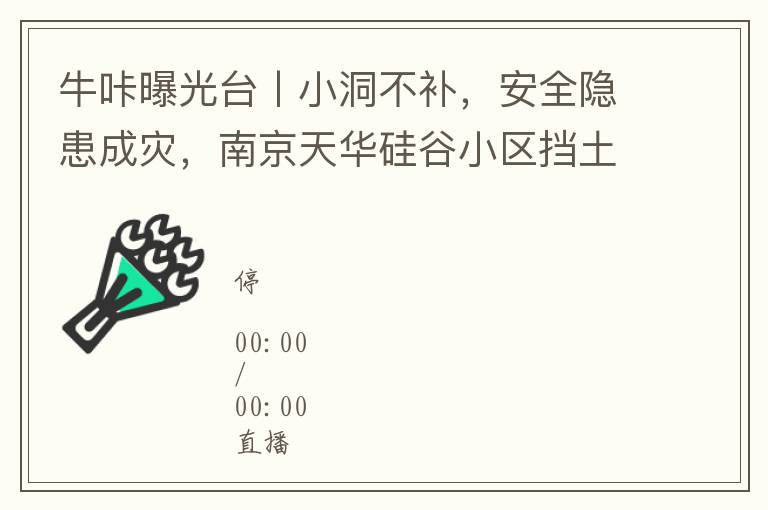 牛咔曝光台丨小洞不补，安全隐患成灾，南京天华硅谷小区挡土墙雨中坍塌