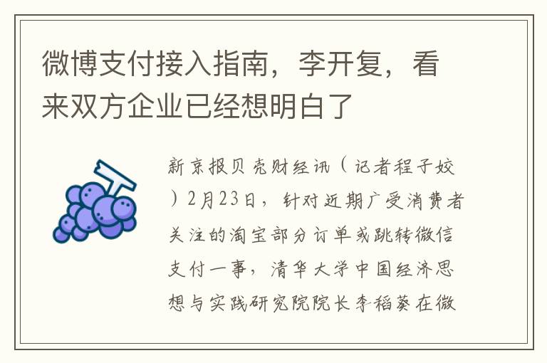 微博支付接入指南，李開複，看來雙方企業已經想明白了