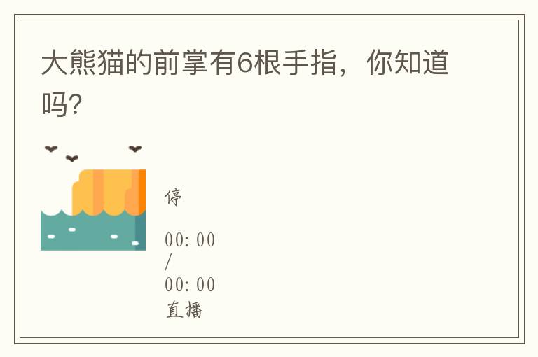 大熊猫的前掌有6根手指，你知道吗？