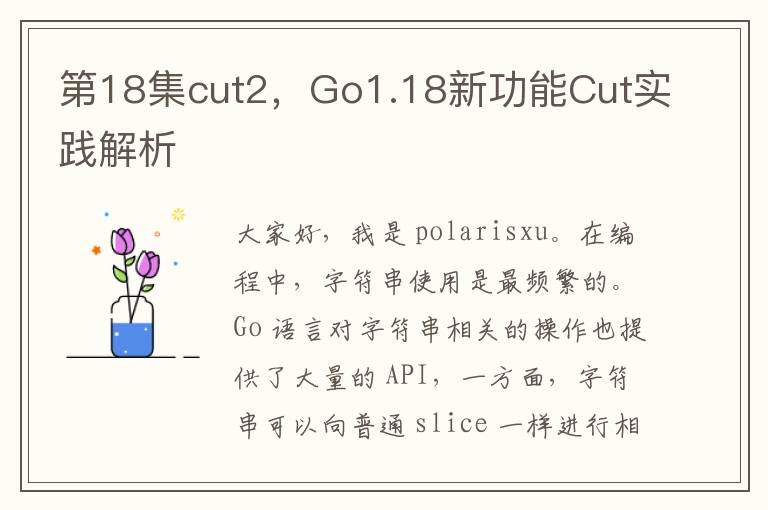 第18集cut2，Go1.18新功能Cut實踐解析