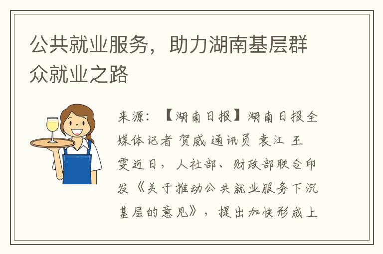 公共就業服務，助力湖南基層群衆就業之路