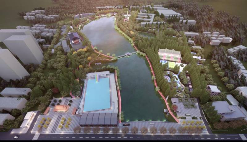 航拍仙桃南城新區正在建設的仙湖公園（仙桃市沔陽公園景點介紹）