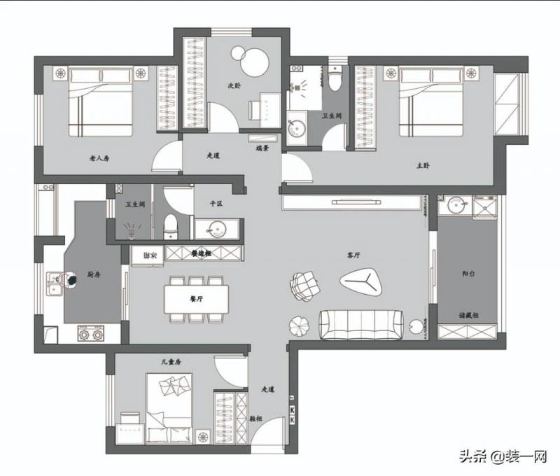 刘思彤设计佳作，160平米四居室现代简约风，客卧书房一体化武汉住宅新风尚
