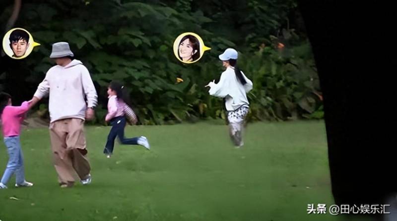 张杰谢娜一起玩游戏，家庭欢乐时光，与三个女儿草坪上进行亲子互动