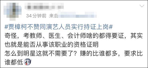 贾樟柯不赞同演艺人员实行持证上岗，强调艺术创作应保持多元与自由