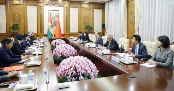 外交部长王毅与玻利维亚外长索萨进行正式会晤