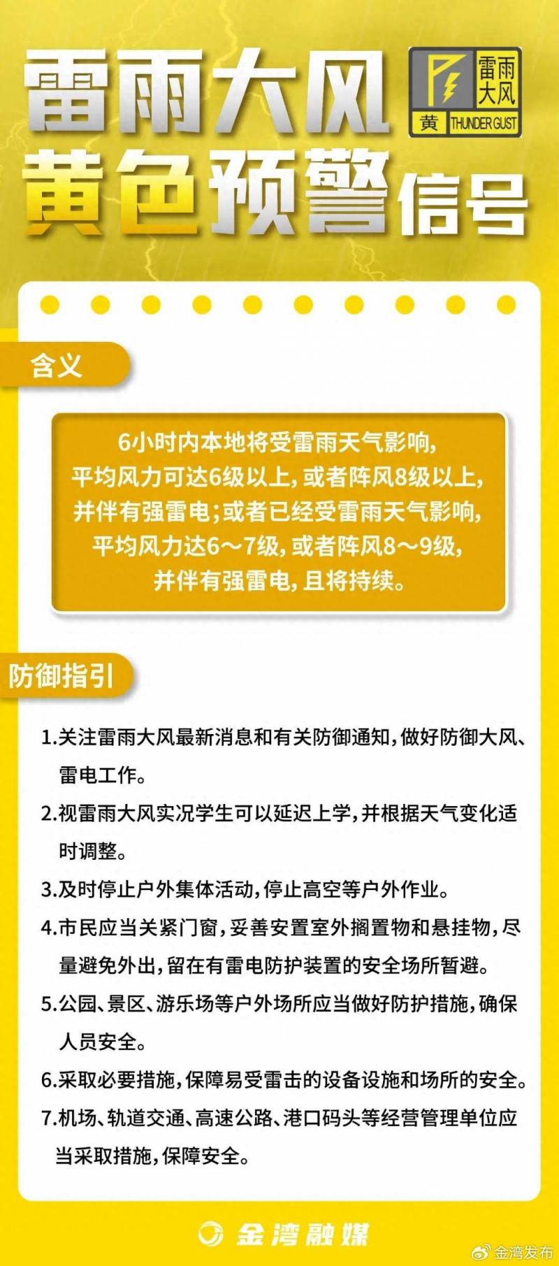 珠海市氣象侷，全市暴雨黃色預警，出行請注意！