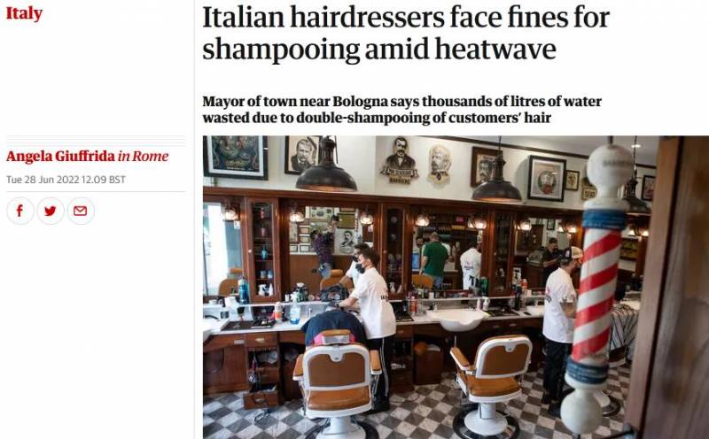 意大利小镇严节水，理发洗头最多一次
