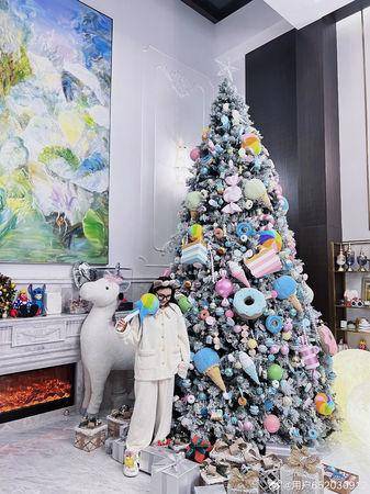 超级圣诞树！周扬青豪宅点缀，网友惊叹，高度太豪华